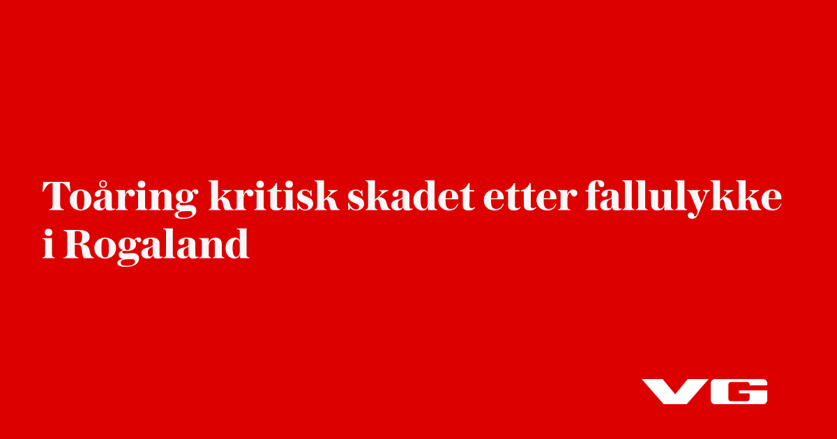 Toåring kritisk skadet etter fallulykke i Rogaland